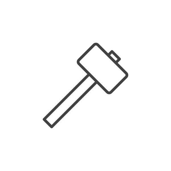 Holzhammer Hammer Liniensymbol Umrissvektorzeichen Lineares Piktogramm Auf Weiß Isoliert Symbol — Stockvektor