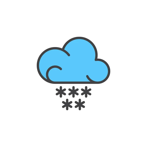 雪クラウド ライン アイコンいっぱいアウトライン ベクトル 線形のカラフルなピクトグラムを白で隔離に署名します 天気予報シンボル ロゴの図 — ストックベクタ