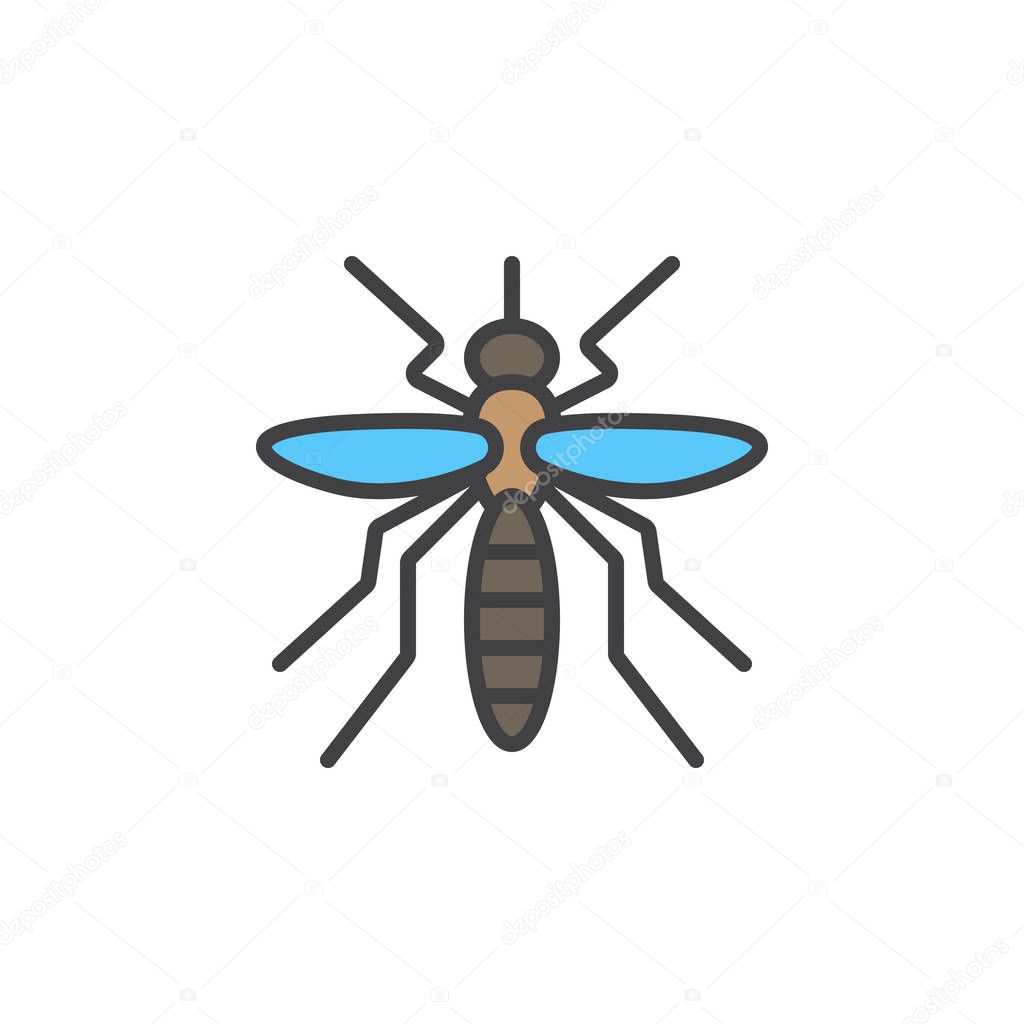 Mosquito line icon, filled outline vector sign, linear colorful pictogram isolated on white. Symbol, logo illustration