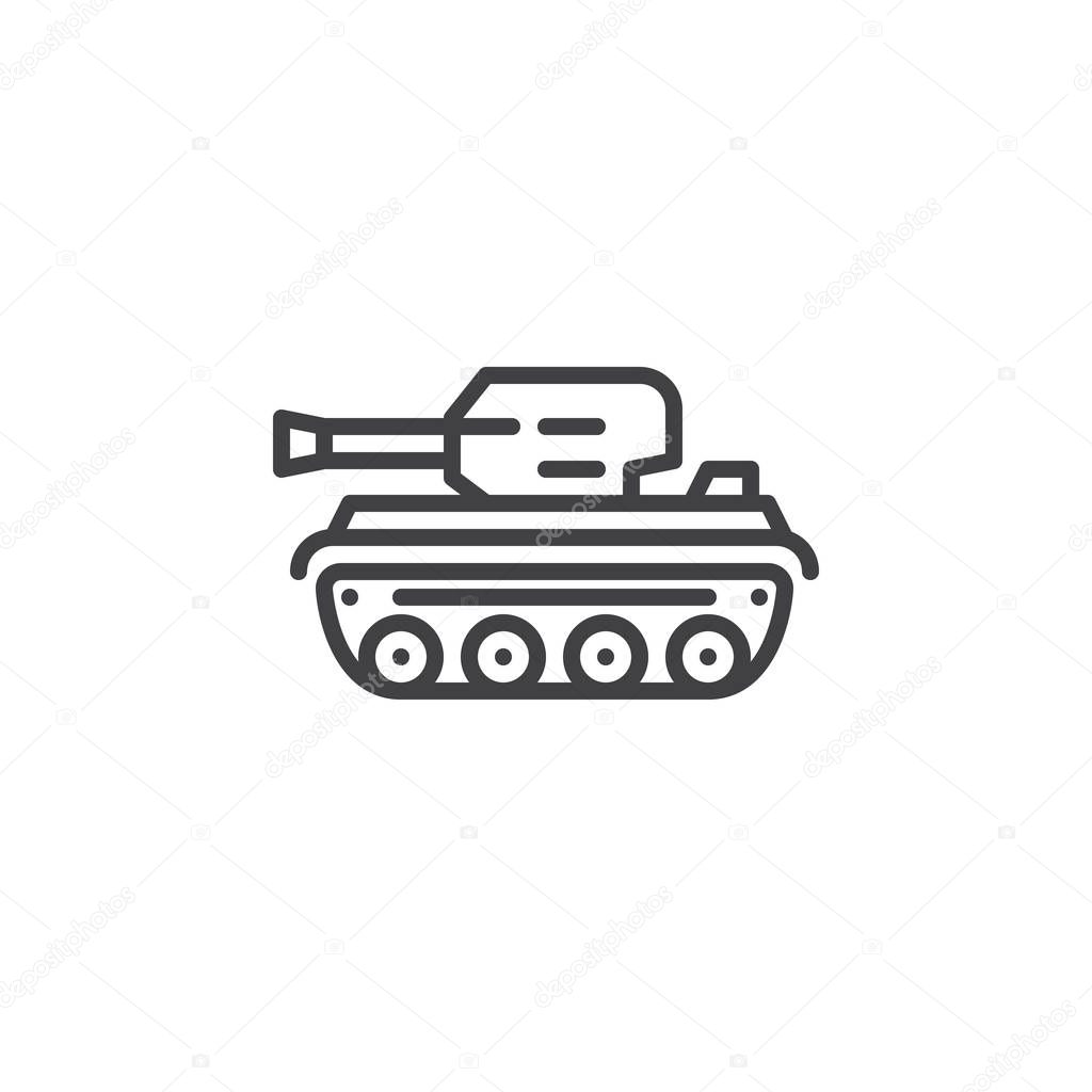 Tank line icon, outline vector sign, linear pictogram isolated on white. Symbol, logo illustration