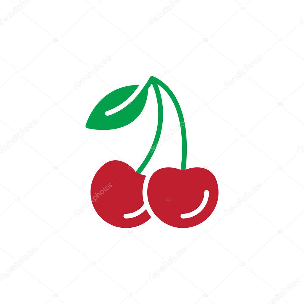 Cherry icon vector, filled flat sign, solid colorful pictogram isolated on white, logo illustration