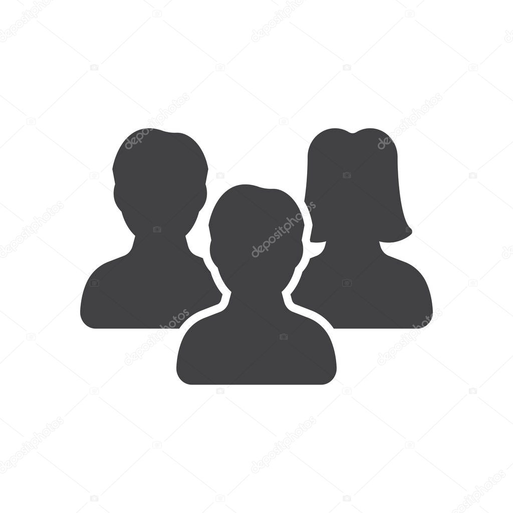 People, team icon vector, filled flat sign, solid pictogram isolated on white. Symbol, logo illustration