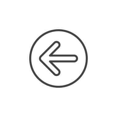 Ok sol dairesel satırı simgesi. Yuvarlak basit kayıt. Düz stil vektör simgesi