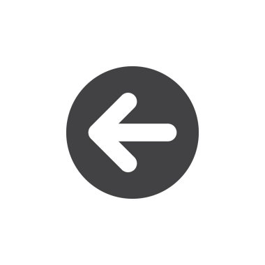 Ok sol düz simgesi. Yuvarlak düğmesini basit dairesel vektör işareti. Düz stil tasarım