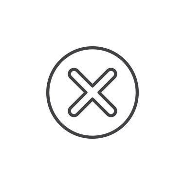 X, dairesel çizgi simgesini kaldır. Yuvarlak basit kayıt. Düz stil vektör simgesi