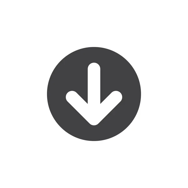 Flecha Hacia Abajo Icono Plano Botón Redondo Simple Signo Vectorial — Vector de stock