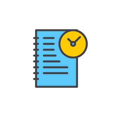 Tarih satırı simgesi, doldurulmuş Anahat vektör işareti, üzerinde beyaz izole doğrusal renkli sembol. Sembol, logo illüstrasyon. Düzenlenebilir inme. Piksel mükemmel