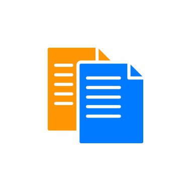 Kopya dosya simge vektör, dolu düz işareti, üzerinde beyaz izole katı renkli sembol. Sembol, logo illüstrasyon. Piksel mükemmel