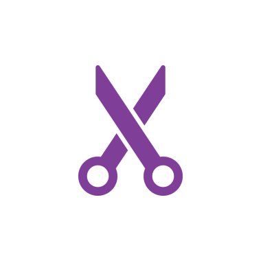 Makas simge vektör, düz işareti, üzerinde beyaz izole katı renkli sembol dolu. Sembol, logo illüstrasyon kesti. Piksel mükemmel