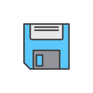 Disket satırı simgesi, doldurulmuş Anahat vektör işareti, üzerinde beyaz izole doğrusal renkli sembol. Sembolü, logo illüstrasyon kaydedin. Düzenlenebilir inme. Piksel mükemmel