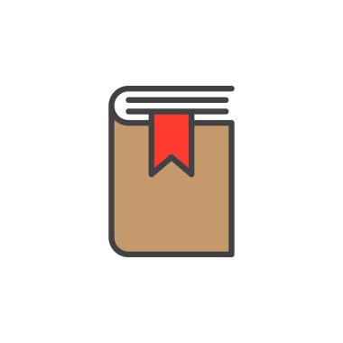 Kitap yer işareti satırı simgesi, doldurulmuş Anahat vektör işareti, üzerinde beyaz izole doğrusal renkli sembol. Sembol, logo illüstrasyon. Düzenlenebilir inme. Piksel mükemmel