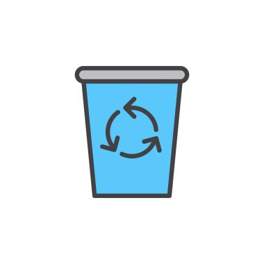 Geri dönüşüm kutusu satırı simgesi, doldurulmuş Anahat vektör işareti, üzerinde beyaz izole doğrusal renkli sembol. Sembol, logo illüstrasyon silin. Düzenlenebilir inme. Piksel mükemmel