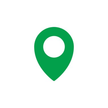 Harita işaretçi, PIN simge vektör, düz işareti, üzerinde beyaz izole katı renkli sembol dolu. Sembol, logo illüstrasyon. Piksel mükemmel