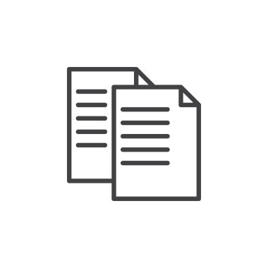 Dosya satırı simgesi kopya, vektör işareti, anahat üzerinde beyaz izole doğrusal stil piktogram. Sembol, logo illüstrasyon. Düzenlenebilir inme. Piksel mükemmel