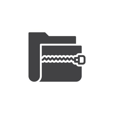 ZIP arşiv klasörü simge vektör, dolu düz işareti, üzerinde beyaz izole katı piktogram. Sembol, logo illüstrasyon. Piksel mükemmel