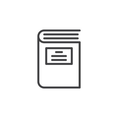 Kitap satırı simgesi, vektör işareti, anahat üzerinde beyaz izole doğrusal stil piktogram. Sembol, logo illüstrasyon. Düzenlenebilir inme. Piksel mükemmel