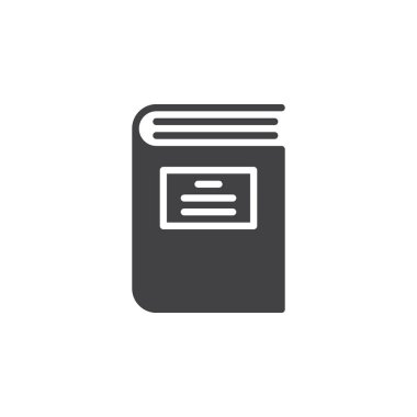 Kitap simge vektör, dolu düz işareti, üzerinde beyaz izole katı piktogram. Sembol, logo illüstrasyon. Piksel mükemmel