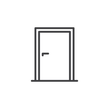 Kapı satırı simgesi, vektör işareti, anahat üzerinde beyaz izole doğrusal stil piktogram. Sembol, logo illüstrasyon. Düzenlenebilir inme. Piksel mükemmel