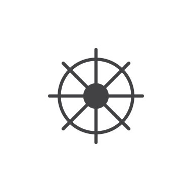 Gemi tekerlek simge vektör, düz işareti, üzerinde beyaz izole katı piktogram dolu. Sembol, logo illüstrasyon. Piksel mükemmel