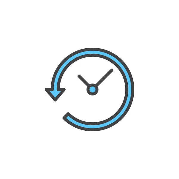 Reloj Con Flecha Alrededor Del Icono Línea Signo Vector Contorno — Vector de stock