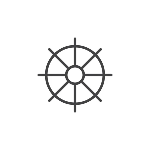 Πλοία Τιμόνι Τιμόνι Εικονίδιο Γραμμής Σύμβολο Διάρθρωσης Διάνυσμα Γραμμικό Στυλ — Διανυσματικό Αρχείο