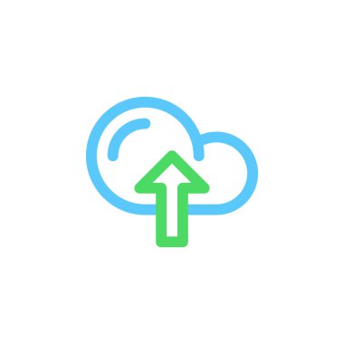 Bulut upload satırı simgesi, Anahat vektör işareti, üzerinde beyaz izole doğrusal renkli sembol. Sembol, logo illüstrasyon