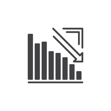 Ok grafik simge vektör gidiş düz işareti, üzerinde beyaz izole katı piktogram dolu. Kriz sembolü, logo illüstrasyon