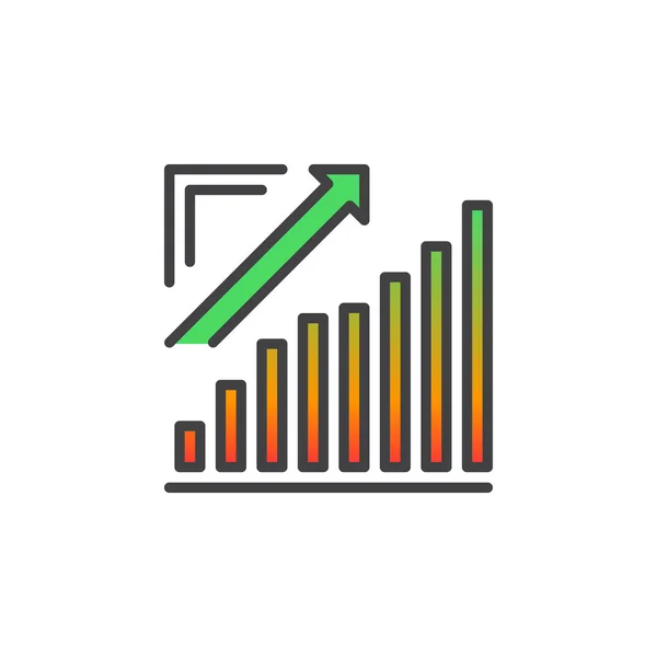 Gráfico Crescente Gráfico Seta Subindo Ícone Linha Sinal Vetor Esboço —  Vetores de Stock