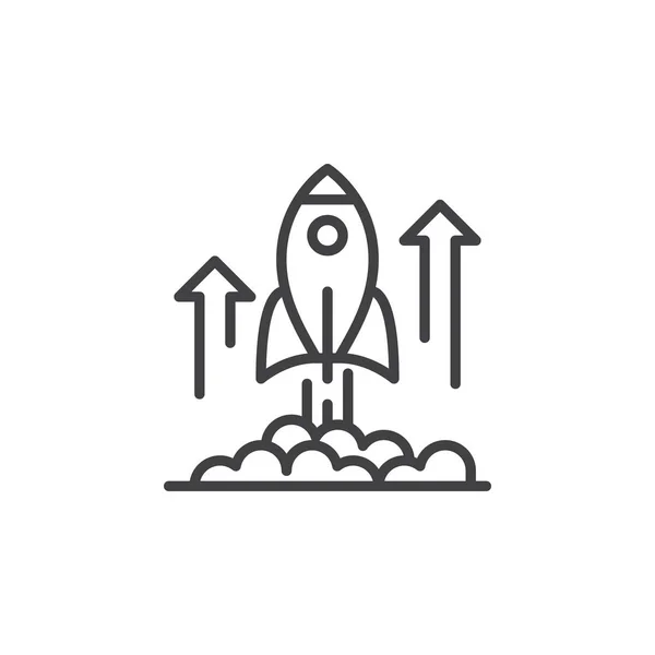 Icono Línea Lanzamiento Cohetes Signo Vector Contorno Pictograma Lineal Aislado — Vector de stock