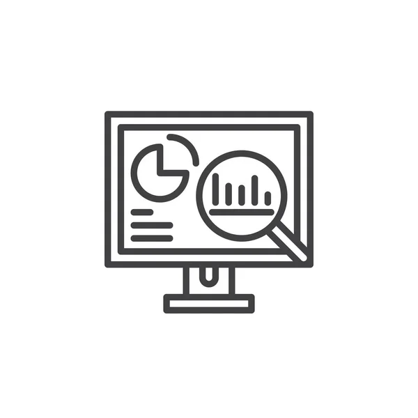 Analytics Stationär Med Grafer Ikon Disposition Vector Tecken Linjär Piktogram — Stock vektor