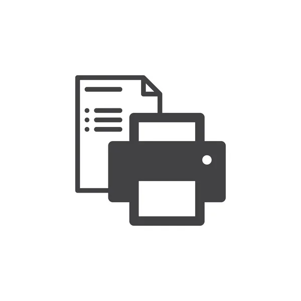Imprimante Vecteur Icône Document Papier Panneau Plat Rempli Pictogramme Solide — Image vectorielle