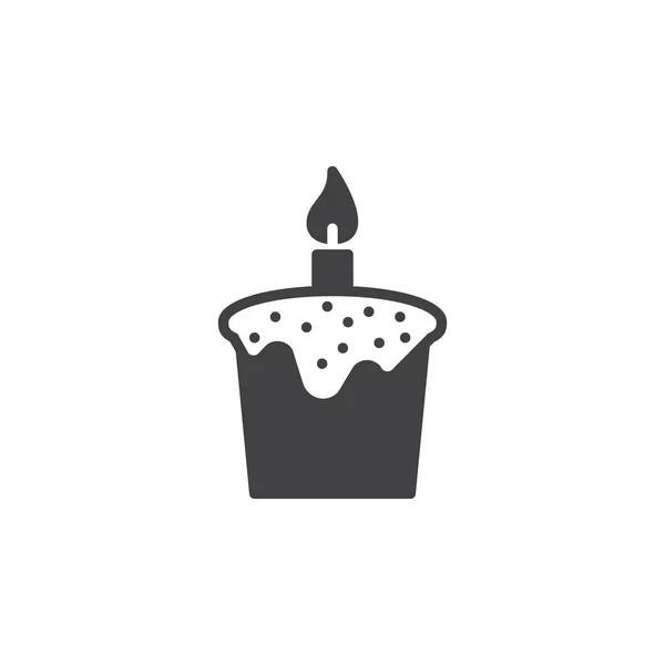 Gâteau Pâques Avec Icône Bougie Vecteur Rempli Signe Plat Pictogramme — Image vectorielle