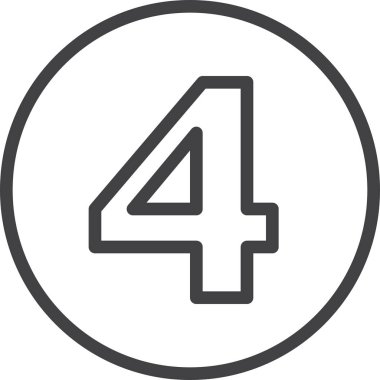 Dört, 4 numarayı satırı simgesi, doğrusal dairesel işareti