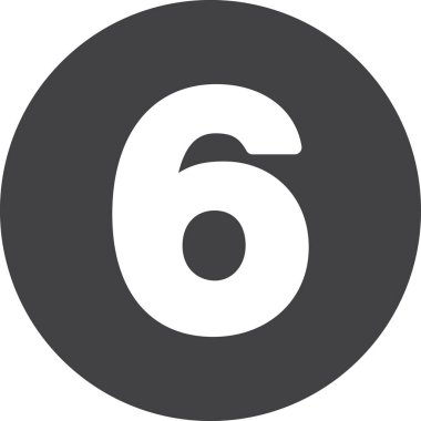 Altı, sayı 6 düz simgesi, dairesel işareti