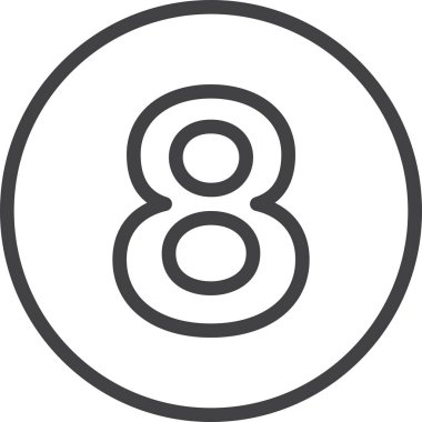 Sekiz, sayı 8 satırı simgesi, doğrusal dairesel işareti