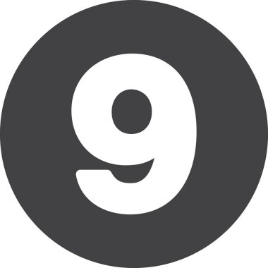 Dokuz, 9 numara düz simgesi, dairesel işareti