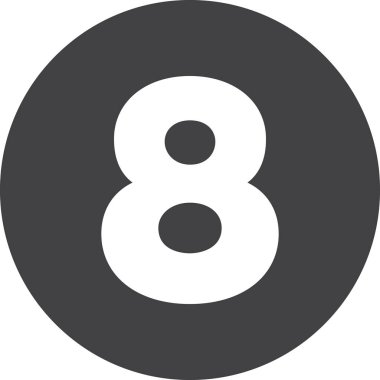 Sekiz, sayı 8 düz simgesi, dairesel işareti