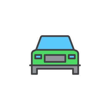 Araba, araç içini kaplamak simgesi, Anahat vektör işareti, üzerinde beyaz izole doğrusal renkli sembol. Sembol, logo illüstrasyon