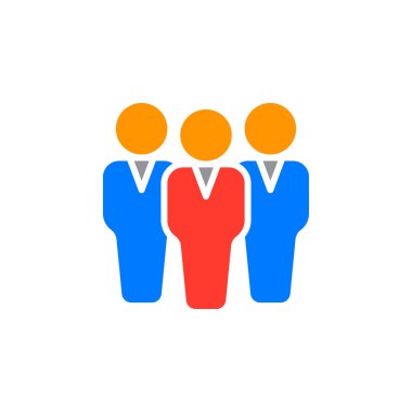 Grup insanlar simge vektör, dolu düz işareti, üzerinde beyaz izole katı renkli sembol. Takım sembol, logo illüstrasyon