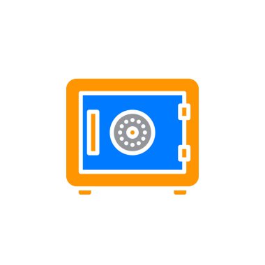 Kasa simge vektör, düz işareti, üzerinde beyaz izole katı renkli sembol dolu. Oda güvenli sembolü, logo illüstrasyon