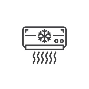 Klima satırı simgesi, Anahat vektör işareti, doğrusal piktogram beyaz izole. AC birim sembolü, logo illüstrasyon