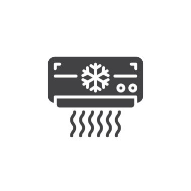 Klima simge vektör, düz işareti, üzerinde beyaz izole katı piktogram dolu. AC birim sembolü, logo illüstrasyon