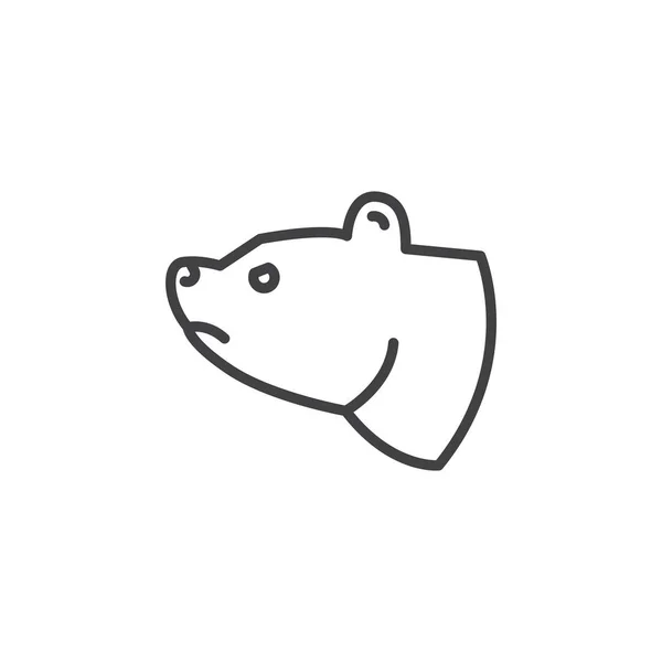 クマの頭の線のアイコン アウトライン ベクトルに署名 線形のピクトグラムを白で隔離 シンボル ロゴの図 — ストックベクタ