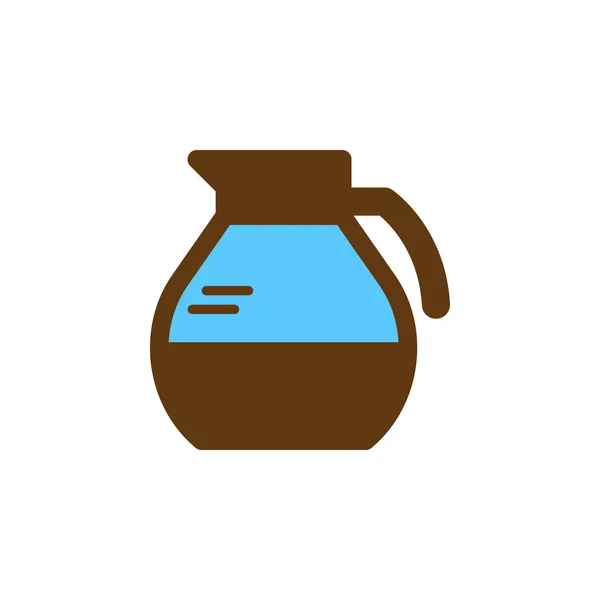 Kahve Pot Simge Vektör Düz Işareti Üzerinde Beyaz Izole Katı — Stok Vektör