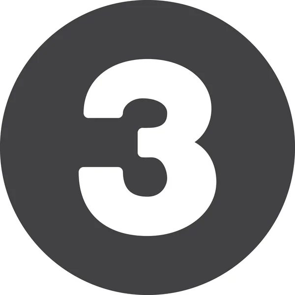 Drei Zahl Flaches Symbol Kreisförmiges Zeichen — Stockvektor
