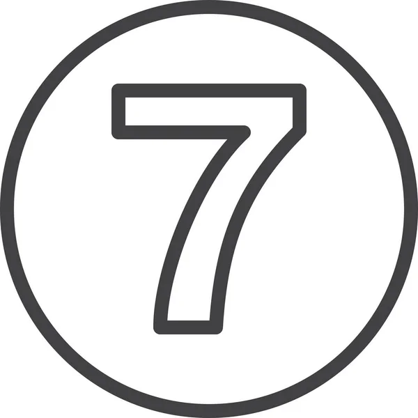 Sieben Zeilensymbol Nummer Lineares Kreiszeichen — Stockvektor