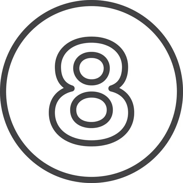 Acht Nummer Lijn Pictogram Lineaire Circulaire Teken — Stockvector