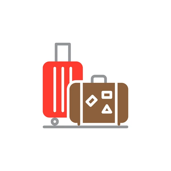 行李图标矢量 填充平面标志 在白色隔离的固体五颜六色的象形文字 徽标插图 — 图库矢量图片
