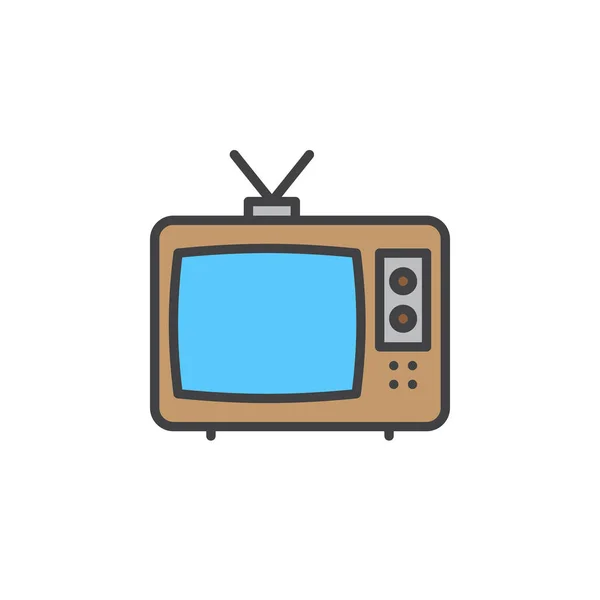 Televizyon Satırı Simgesi Doldurulmuş Anahat Vektör Işareti Üzerinde Beyaz Izole — Stok Vektör