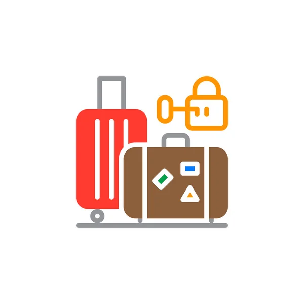 行李寄存图标向量 填充平面标志 在白色隔离的固体五颜六色的象形文字 徽标插图 — 图库矢量图片